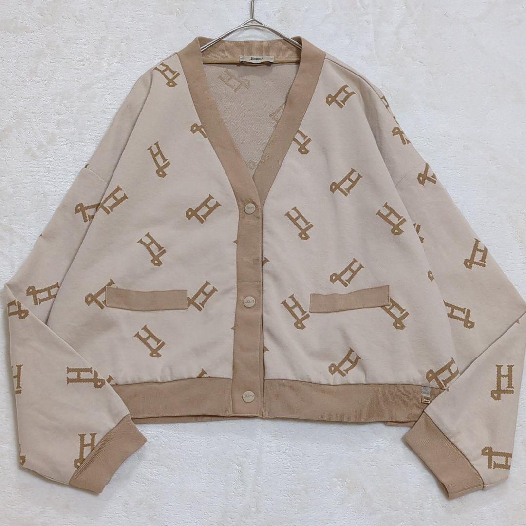 HERNO 42 近年モデル 総ロゴ モノグラム カーディガン ブラウン