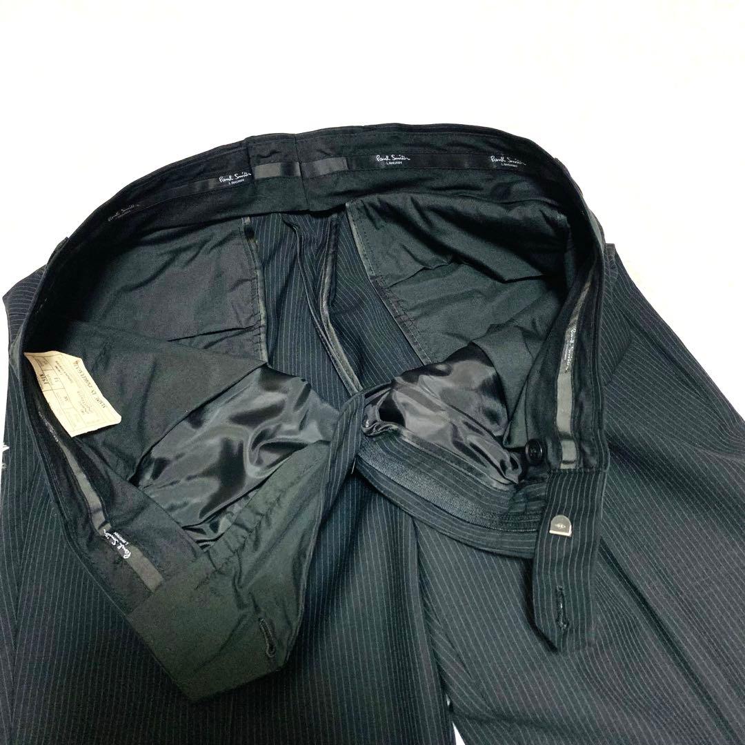 美品 ポールスミス スーツ 小花柄 総裏地 ブラック ストライプ 50サイズ