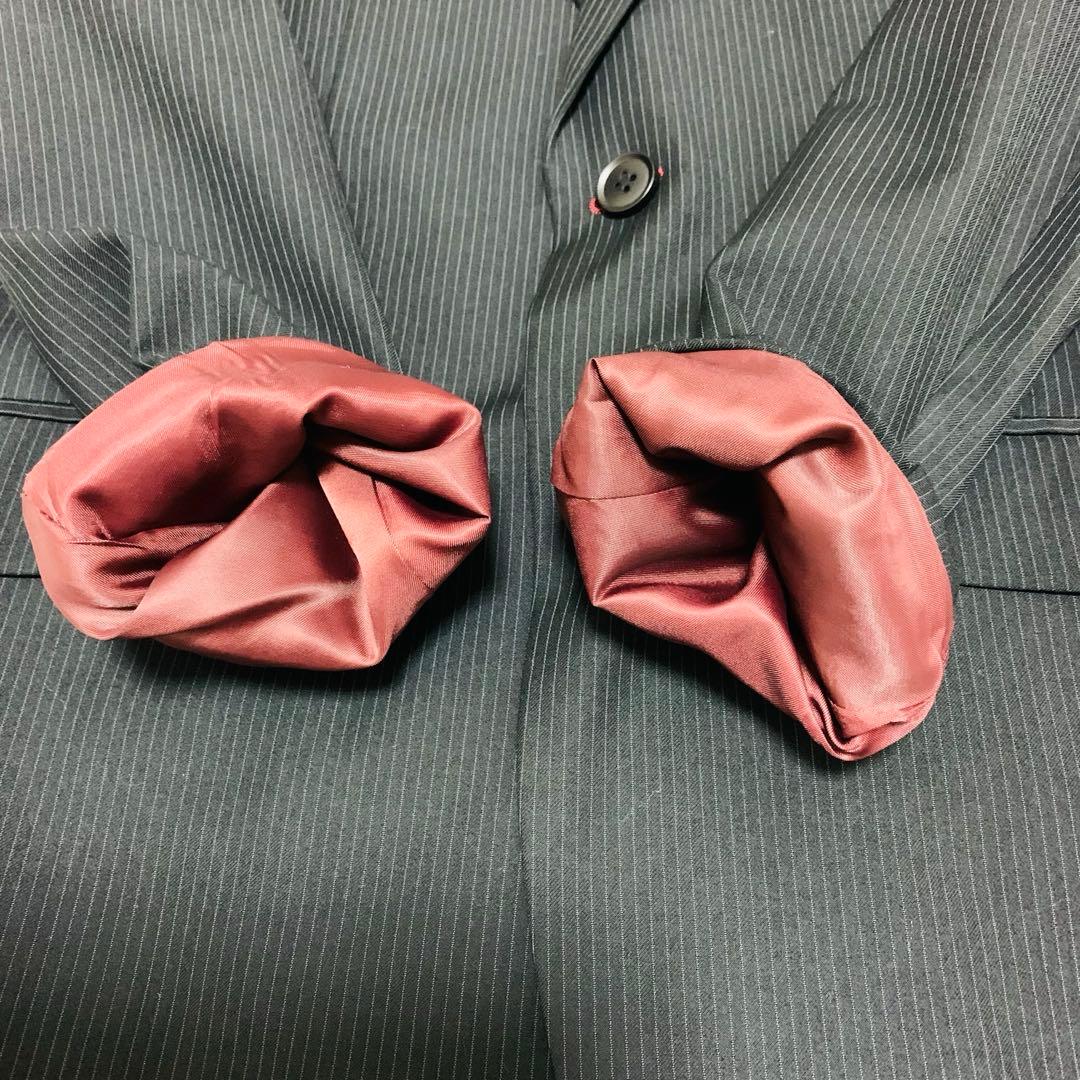 美品 ポールスミス スーツ 小花柄 総裏地 ブラック ストライプ 50サイズ