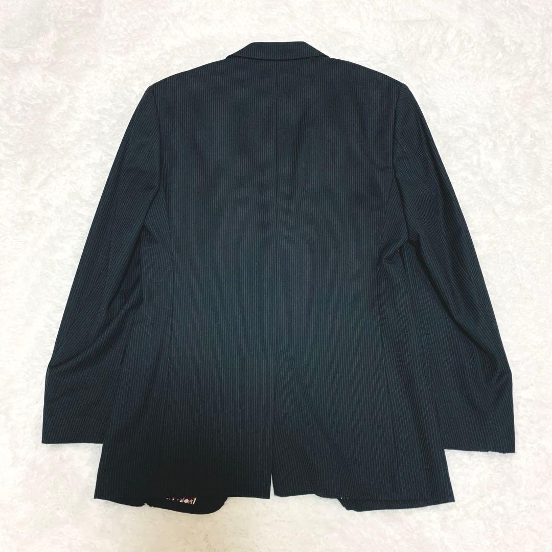 美品 ポールスミス スーツ 小花柄 総裏地 ブラック ストライプ 50サイズ