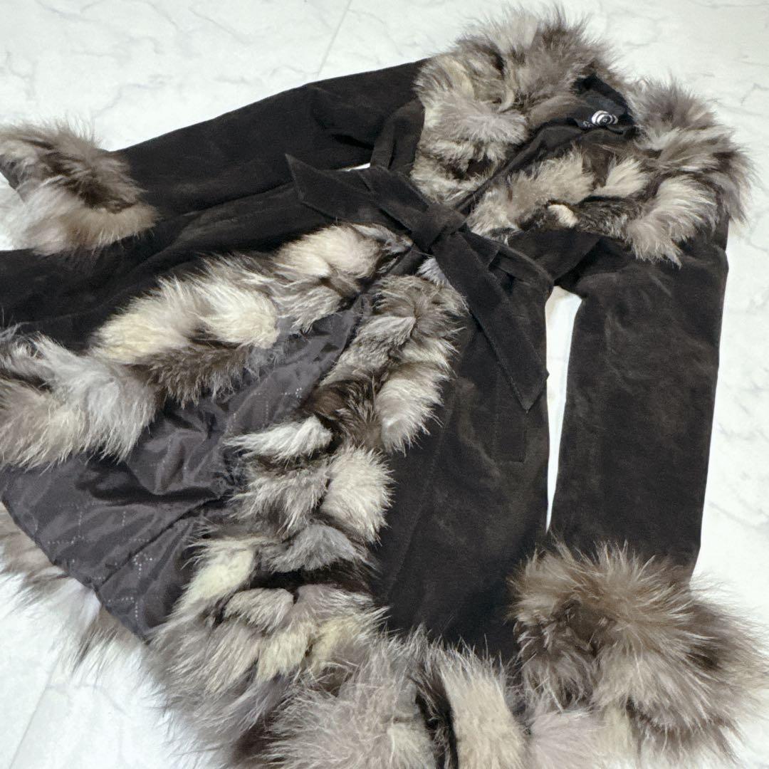 COCON japan リアルファー レザー コート ベルト付 Lサイズ