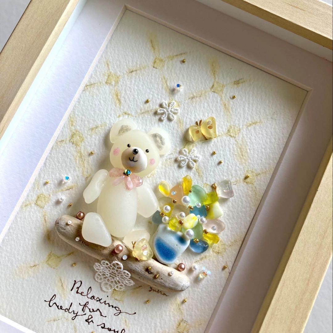 いちご　オーダー受付　シーグラス／天然石／フレームアート／手描き