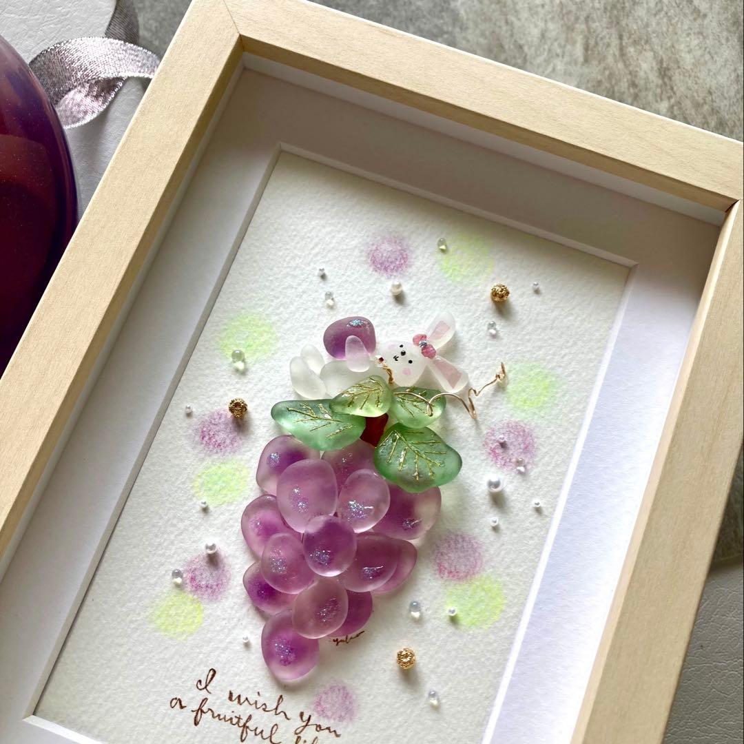 いちご　オーダー受付　シーグラス／天然石／フレームアート／手描き