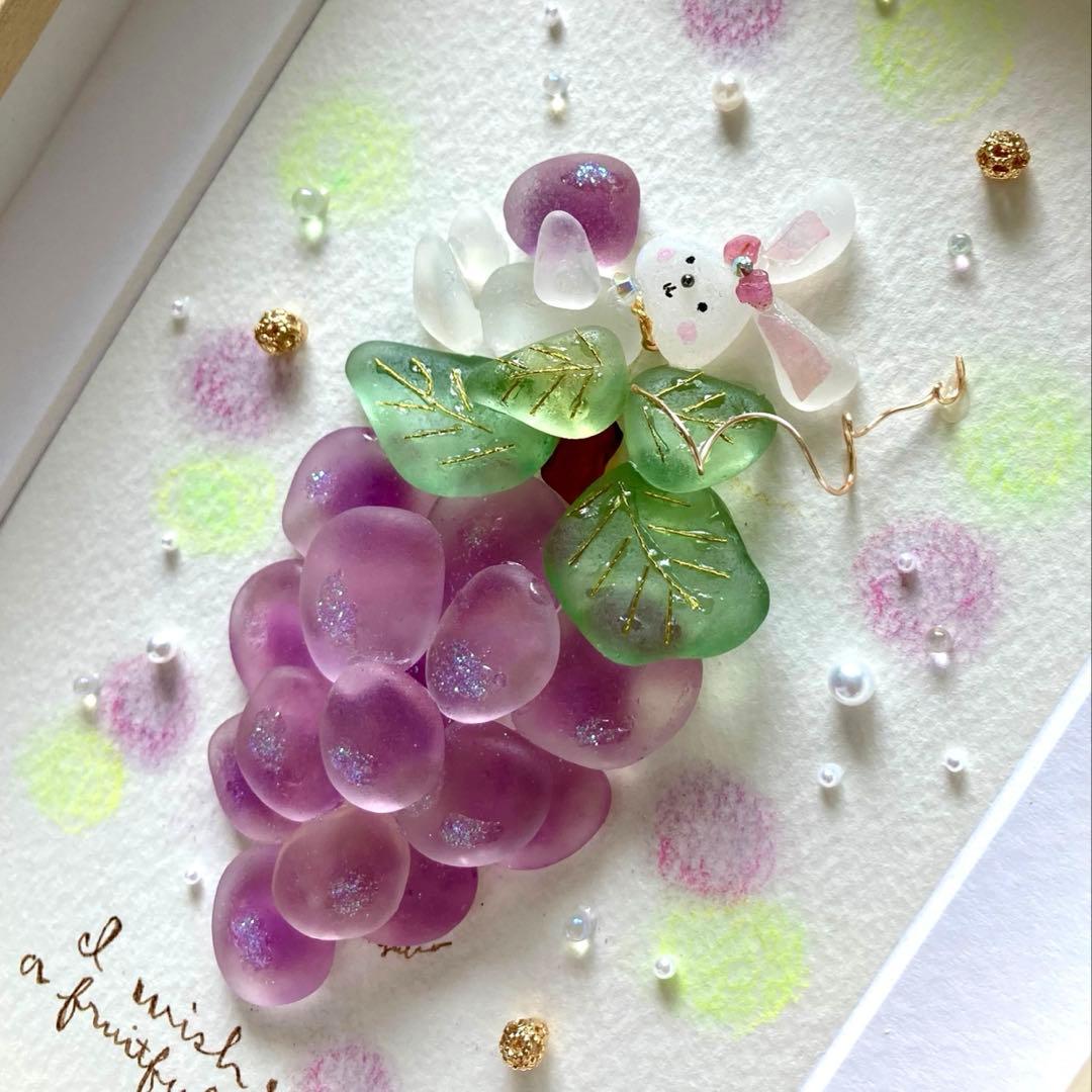 いちご　オーダー受付　シーグラス／天然石／フレームアート／手描き