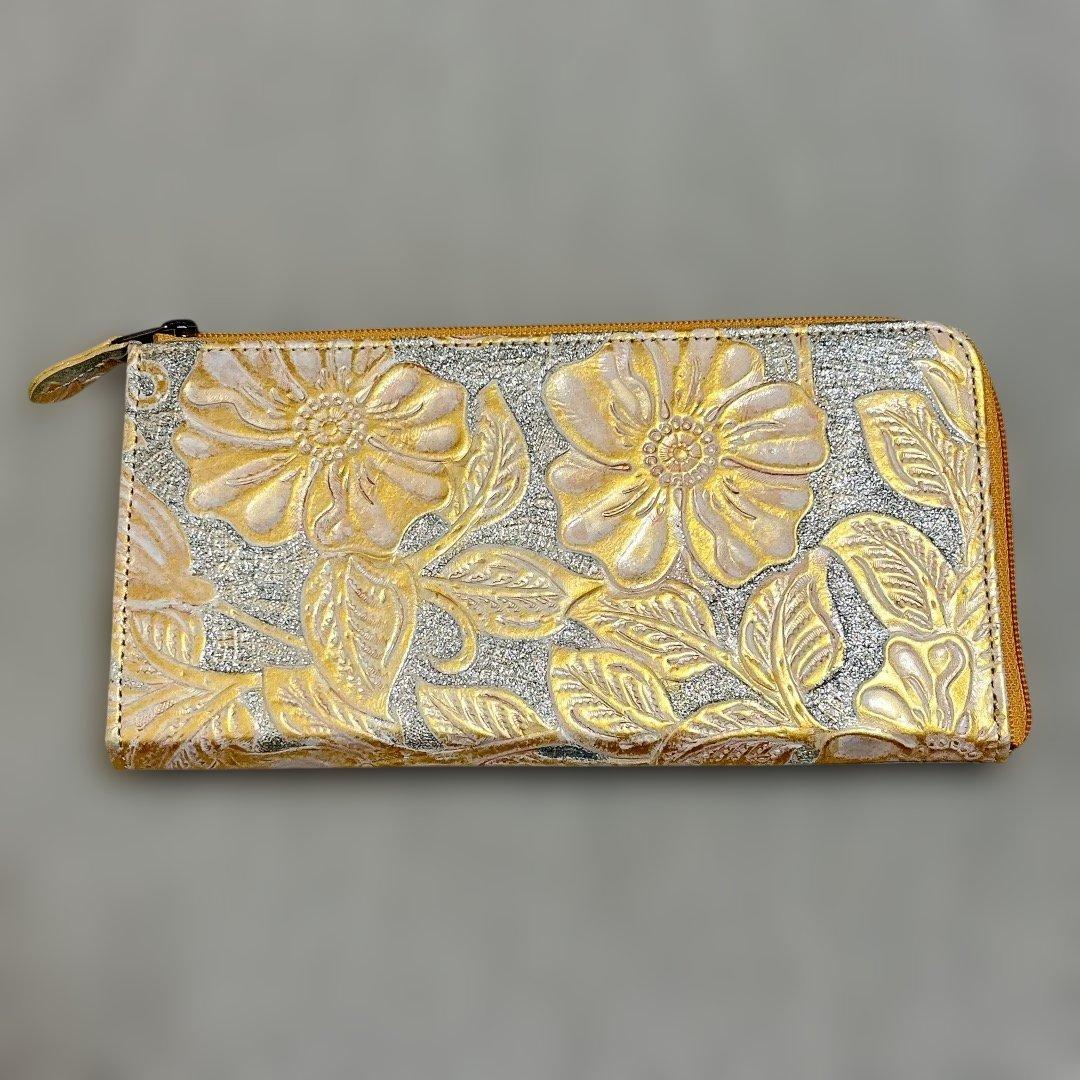 未使用美品 Buona Fortuna ハンドメイド 長財布 ラメフラワー大容量