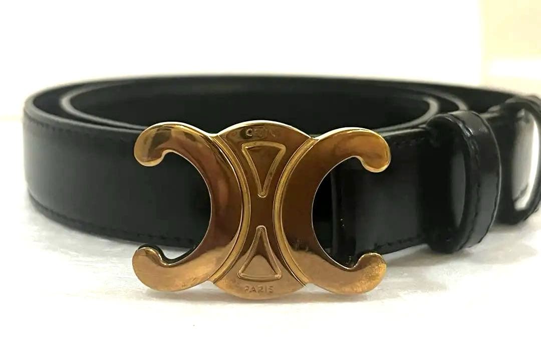 CELINE セリーヌ トリオンフ レザー ゴールドベルト 75 レディース