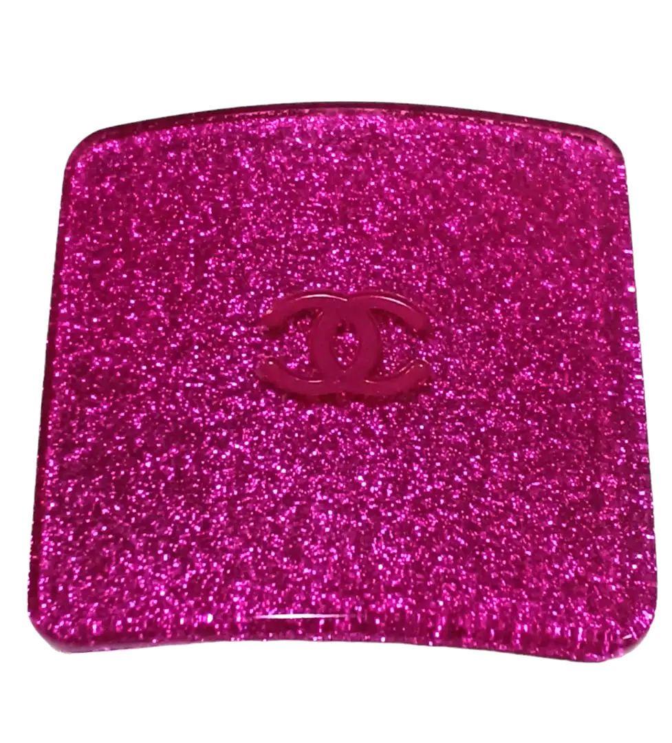 シャネル　CHANEL　バレッタ(ココマーク/メタリックピンク/スクエア/ラメ)