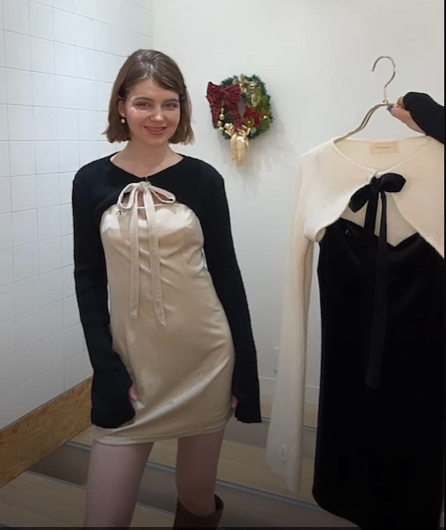 ワンピース ANDMARY Anita ribbon mini dress