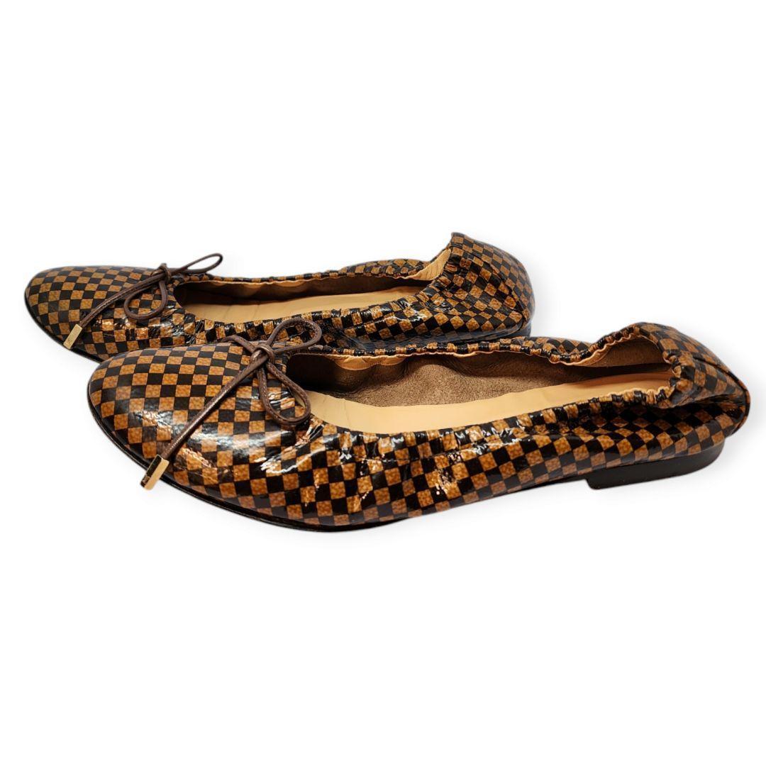 ルイヴィトン ダミエ 本革 パテントレザー リボン バレエシューズ 23.5cm