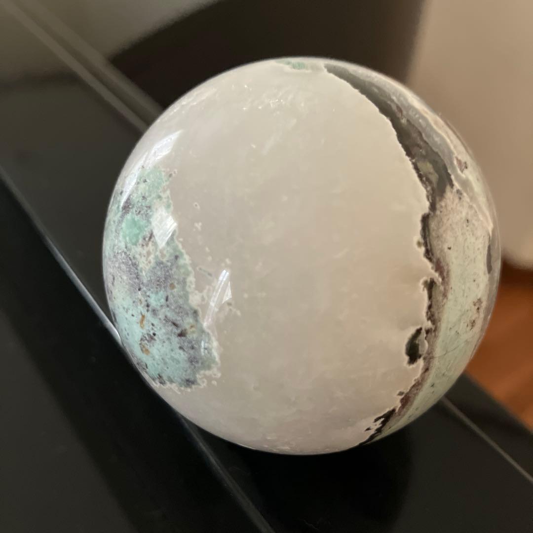 ぴぃさま専用ユニコーンジャスパーシリカ　スフィア　天然石置物　D157