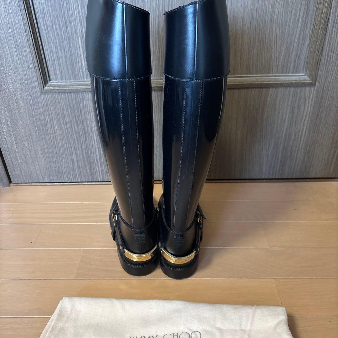 JIMMY CHOO ブラック長靴 保存袋付き