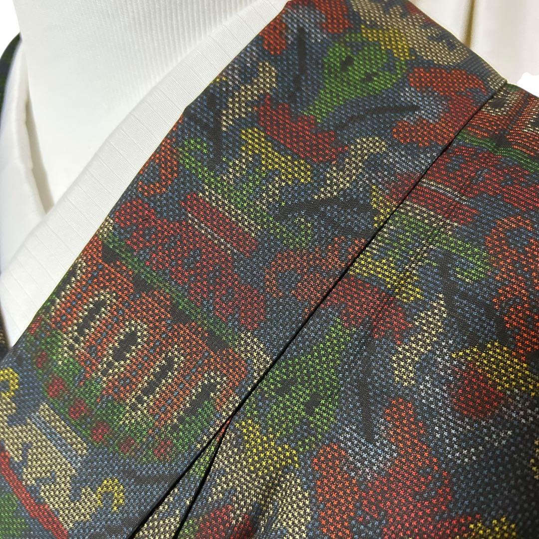 く*ち様 未使用　美品　袷　正絹　証紙付き　純泥染　本場奄美大島紬　フルセット