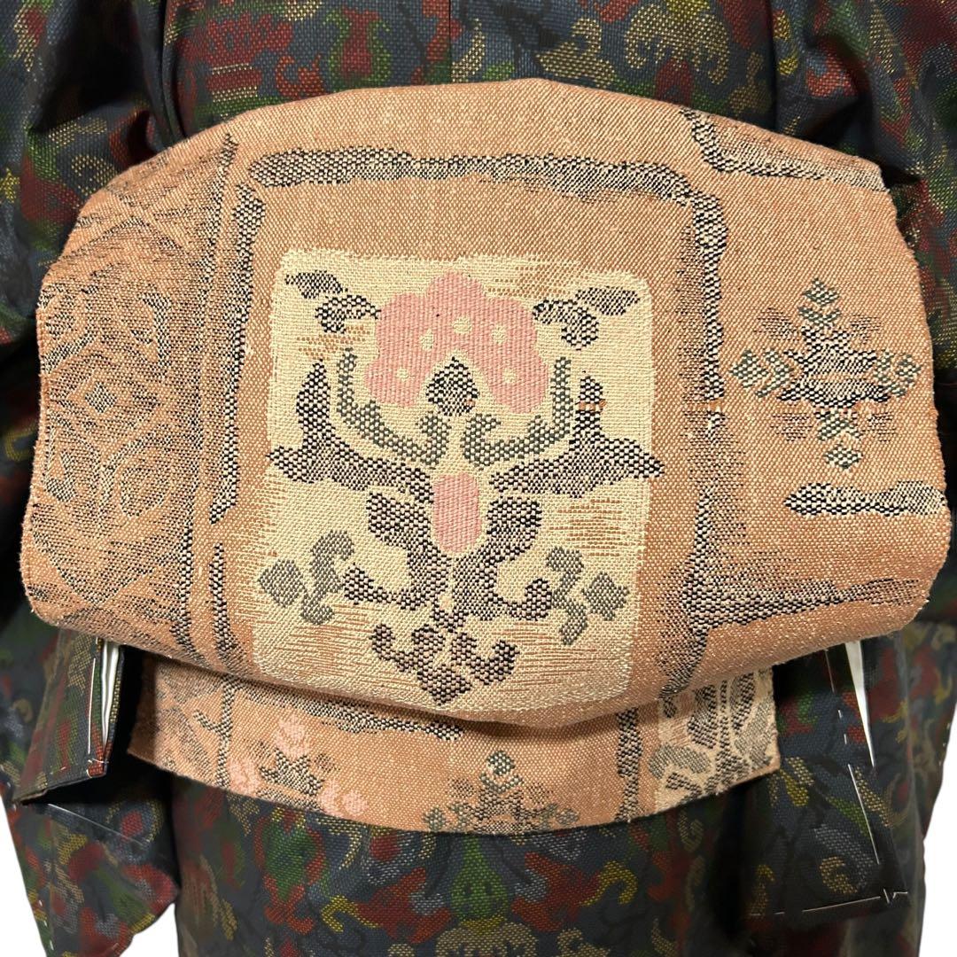 く*ち様 未使用　美品　袷　正絹　証紙付き　純泥染　本場奄美大島紬　フルセット