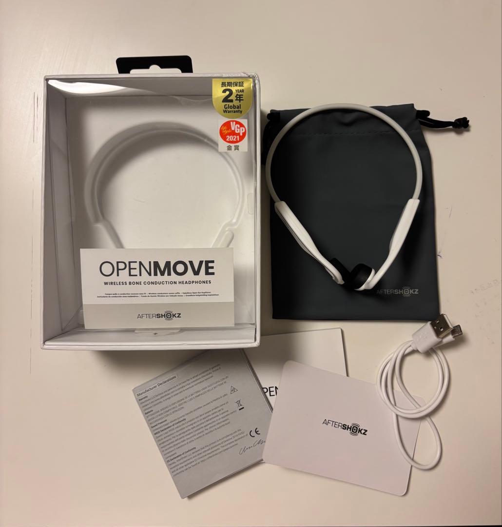 SHOKZ OPENMOVE ワイヤレス骨伝導イヤホン ホワイト