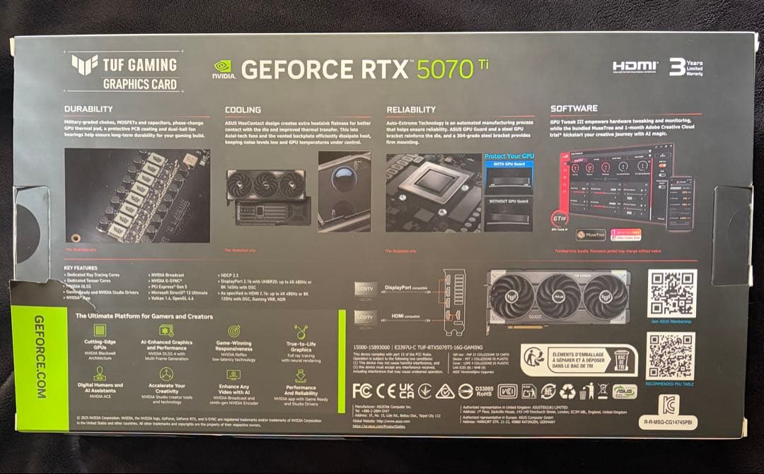 【新品未開封】 ASUS TUF RTX 5070 Ti 16GB OC