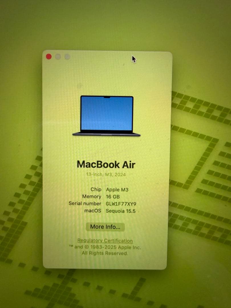 MacBook A i r 13 (M3 16gb 1TB) アップルケアあり