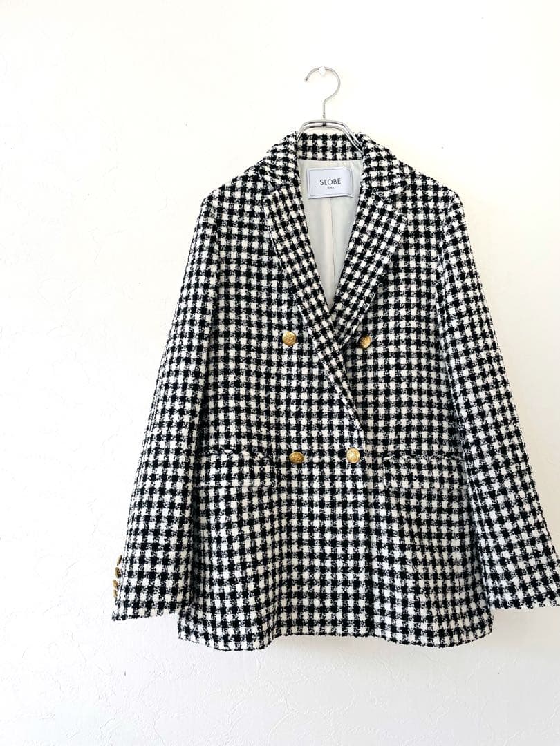 美品 イエナ IENA 金ボタンチェックツイードジャケット