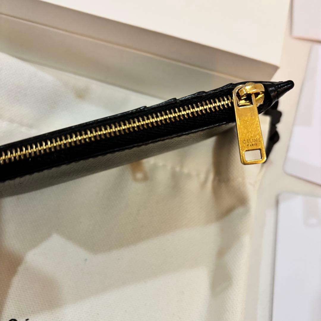 小物 CELINE Zipped Compact Card Holder Black