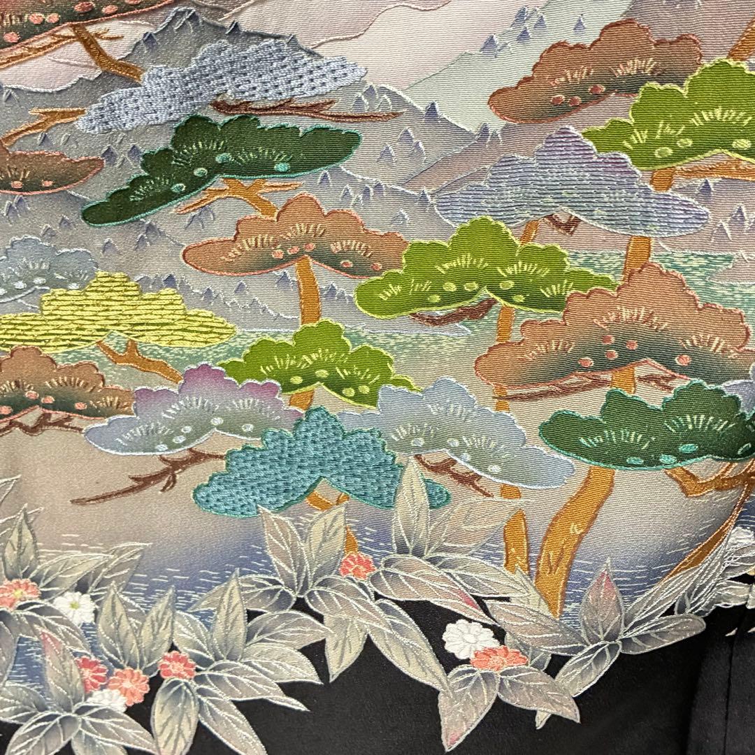 D66 黒留袖 総刺繍 蘇州刺繍 桐紋 正絹 着物 袷 極美品