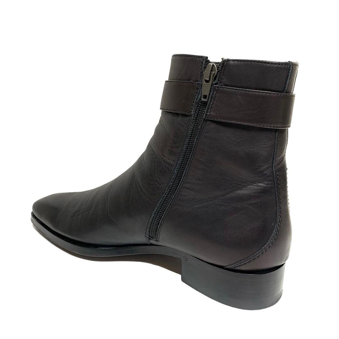 良品 グッチ インターロッキングG サイドジップ レザー ブーツ 黒 イタリア製