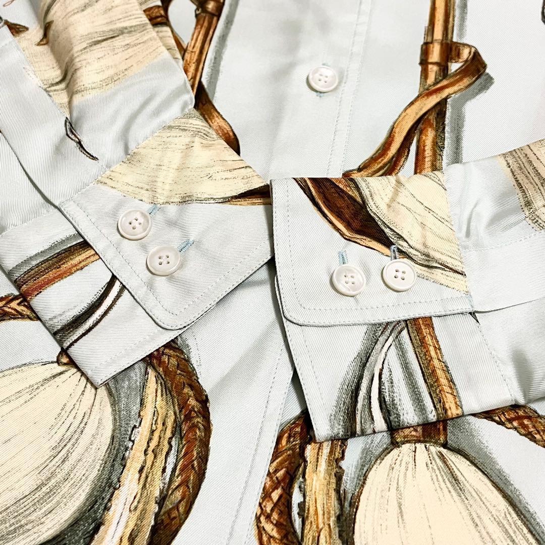 ★美品★エルメス　シルクシャツ　シルクブラウス　40 ブーツ柄 馬具柄