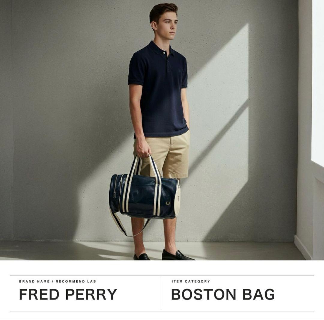 FRED PERRY フレッドペリー ボストンバッグ ドラムバッグ ネイビー