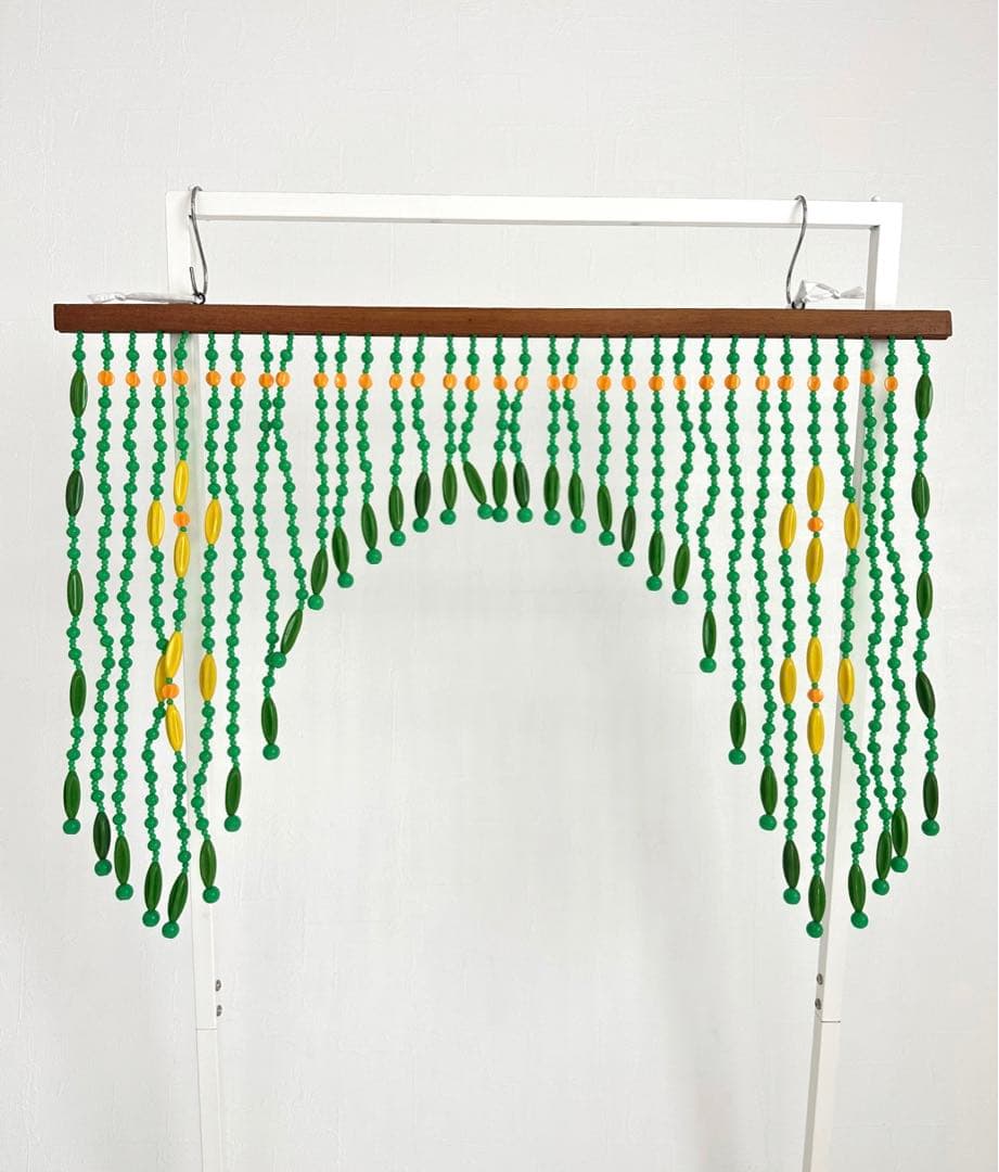 レトロポップ　ビーズカーテン　ビーズのれん　珠のれん　緑　昭和レトロ