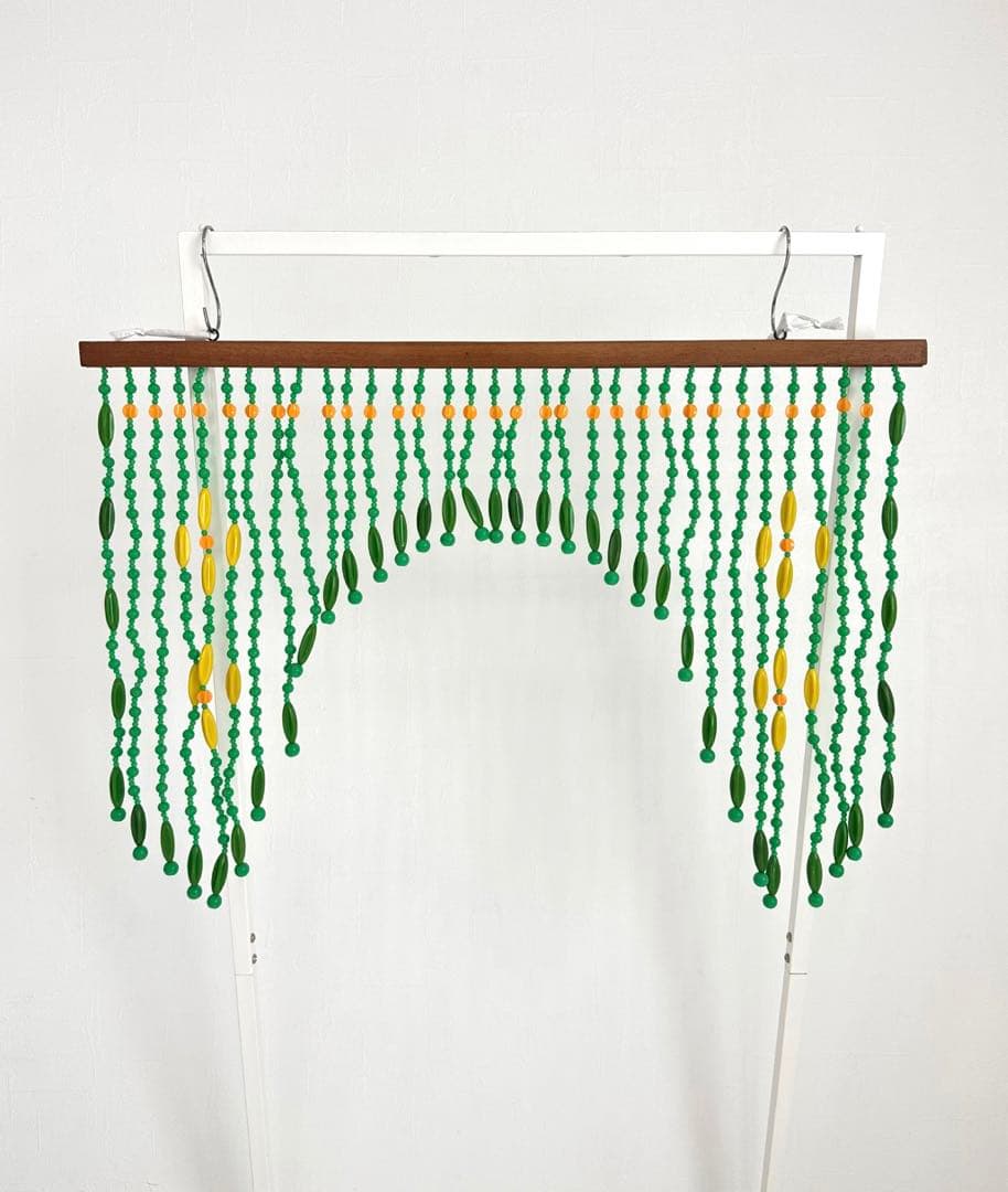 レトロポップ　ビーズカーテン　ビーズのれん　珠のれん　緑　昭和レトロ