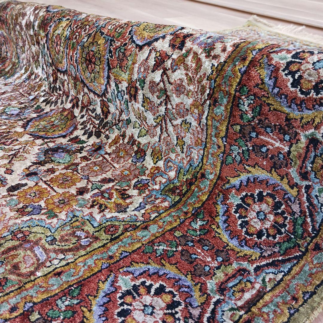 Y3244 インド絨毯 シルク 手織り 156×90㎝ マット