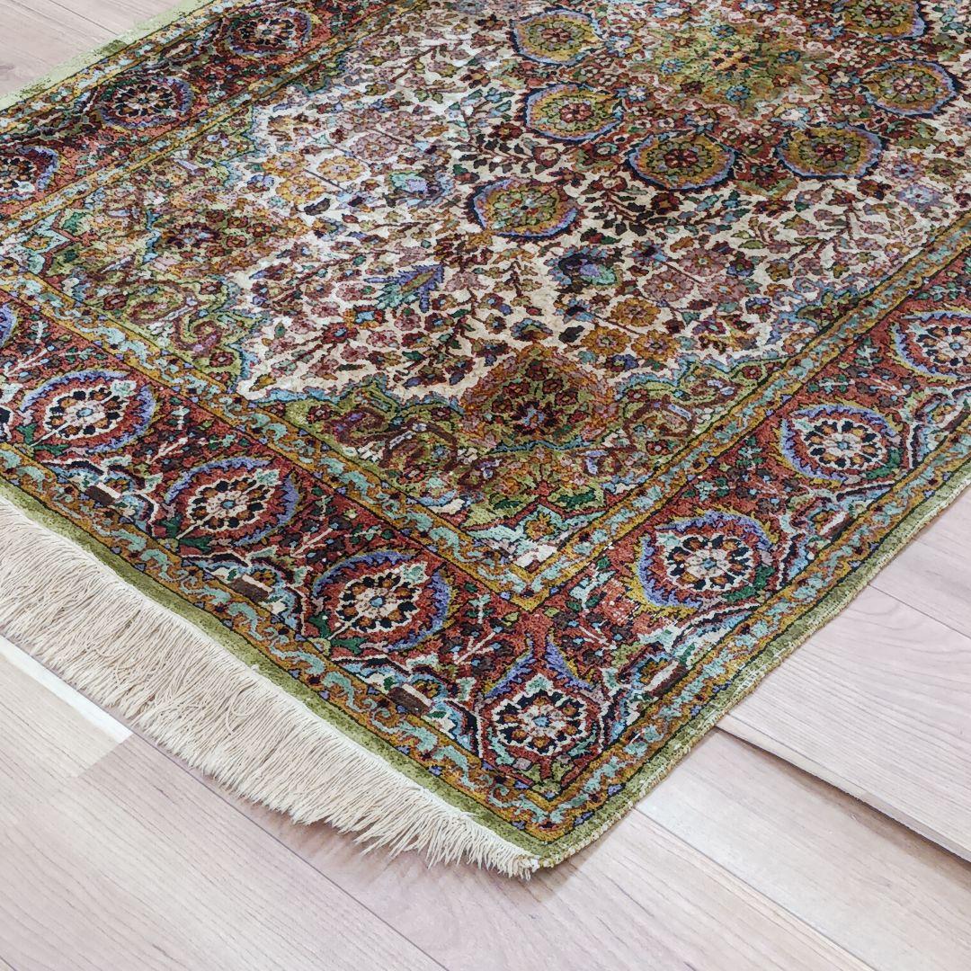 Y3244 インド絨毯 シルク 手織り 156×90㎝ マット