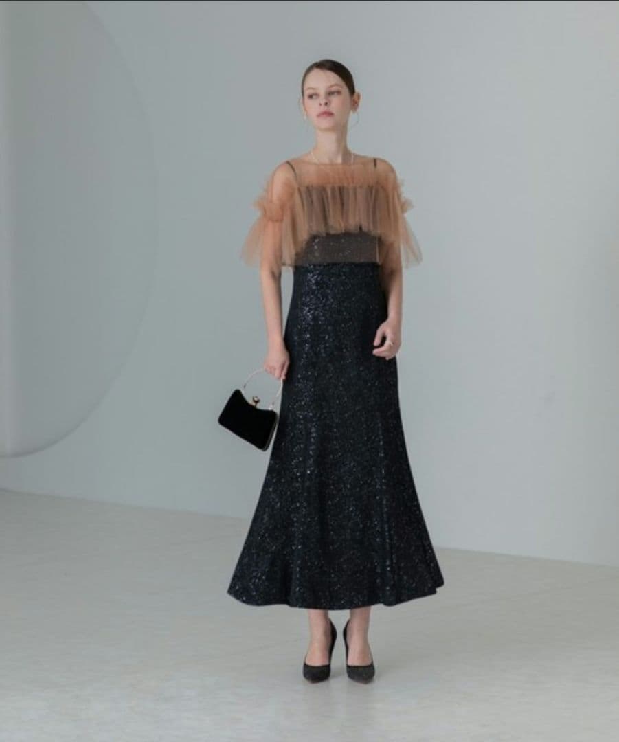 美品✨LEJA チュールフリルボレロペイントマーメイドドレスワンピース2点セット