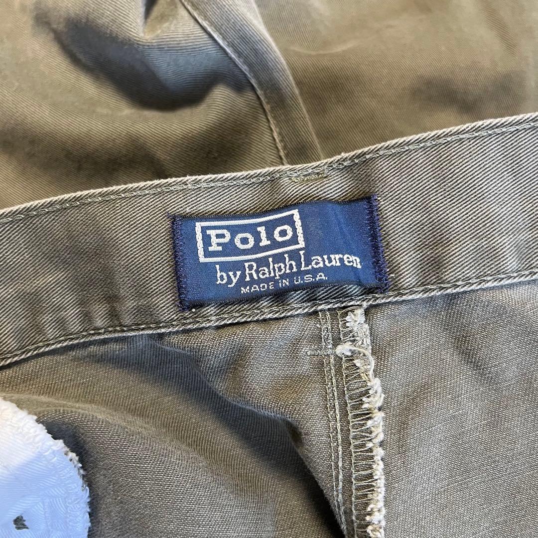 USA製 古着 80's ラルフローレン ツータック チノパン 黒 鬼フェード
