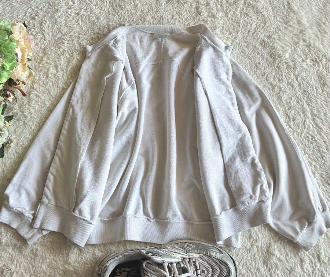 ドリスヴァンノッテン変形ラグラン トップス ririジップ パーカー Sホワイト