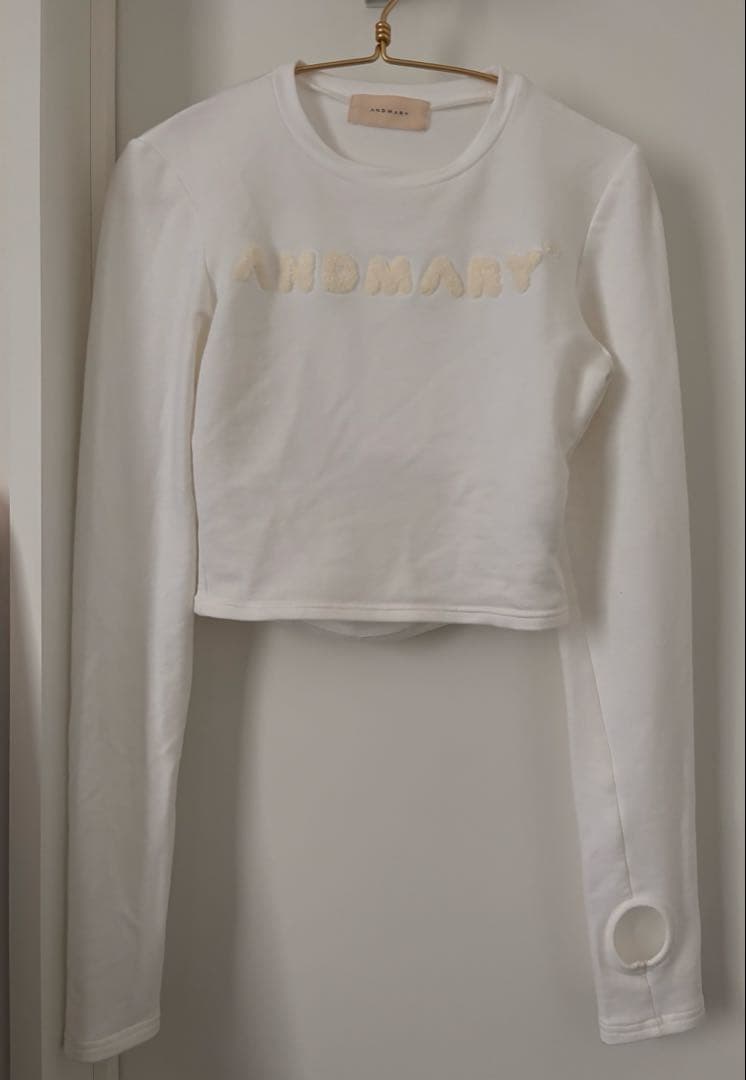 トップス andmary Mary logo tops white