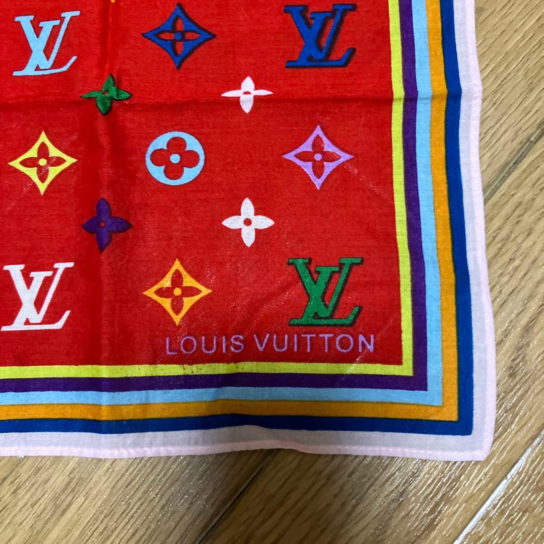 値下げ！Louis Vuitton モノグラム 大判ハンカチ 赤