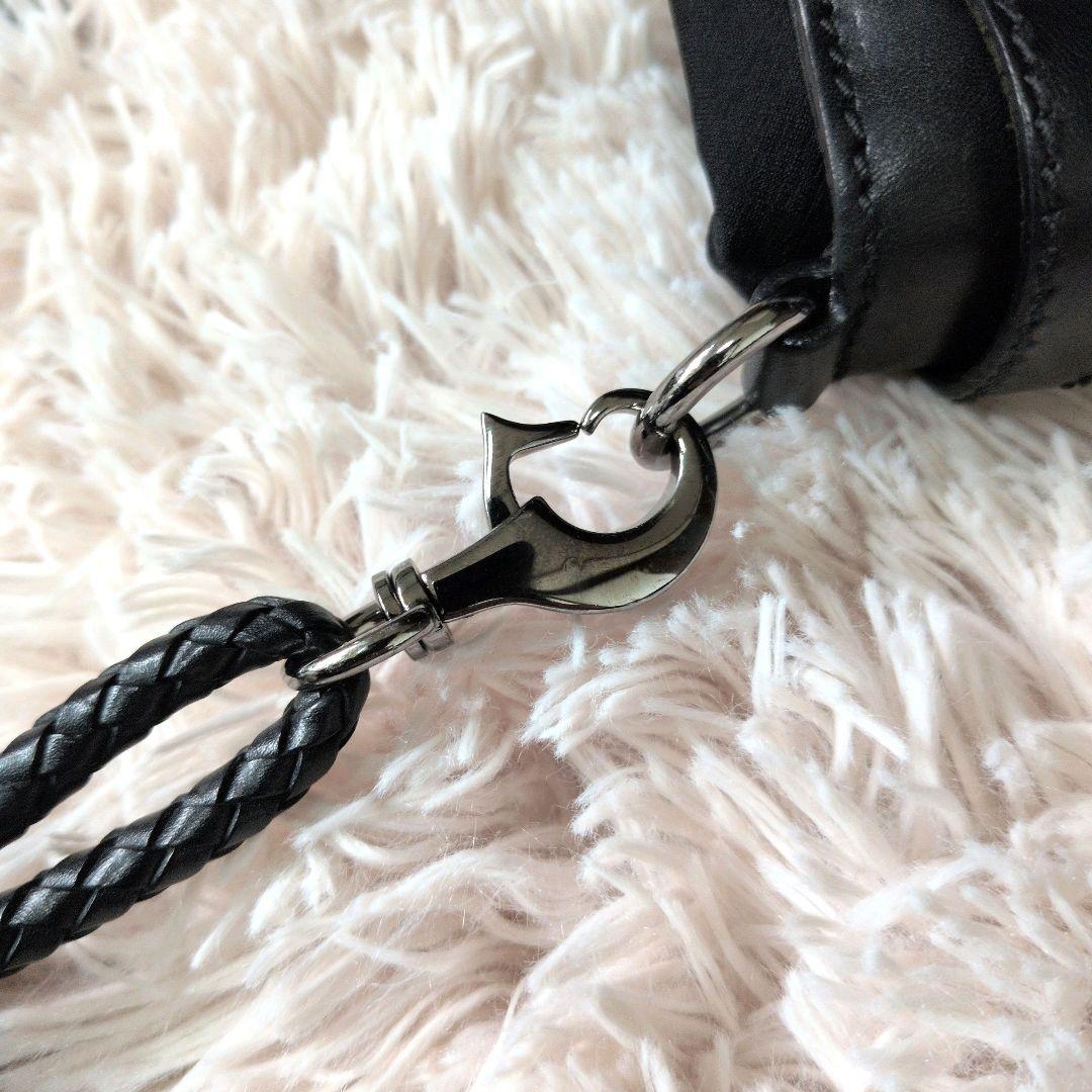 【良品】GUCCI グッチ ショルダーバッグ キャンバス レザー 黒