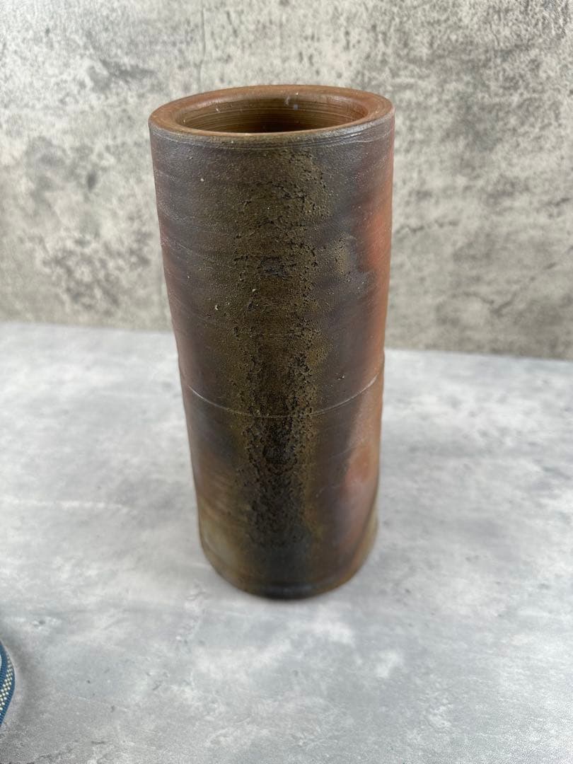 【未使用】備前焼　人間国宝 藤原雄 花入 共箱 共布 栞