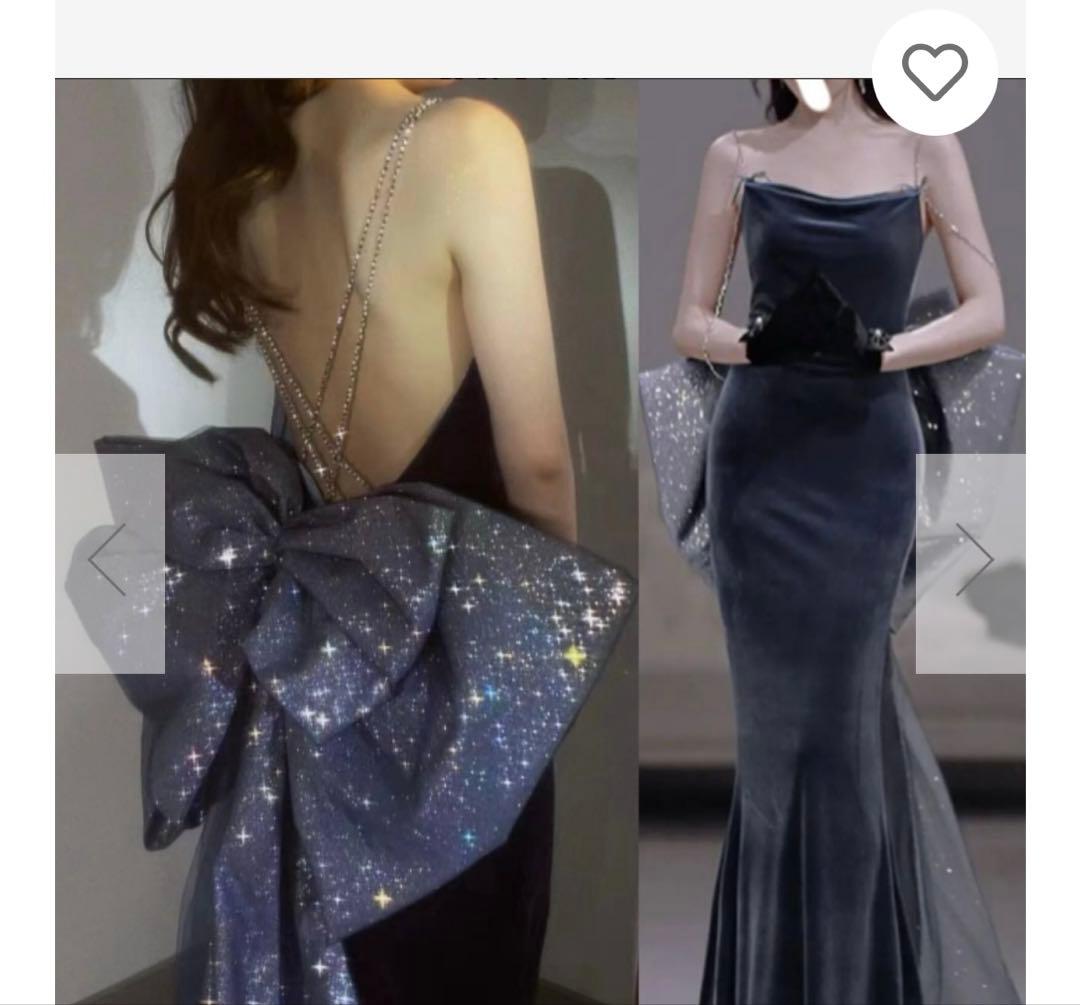 ネイビー　ドレス　結婚式2次会　前撮り