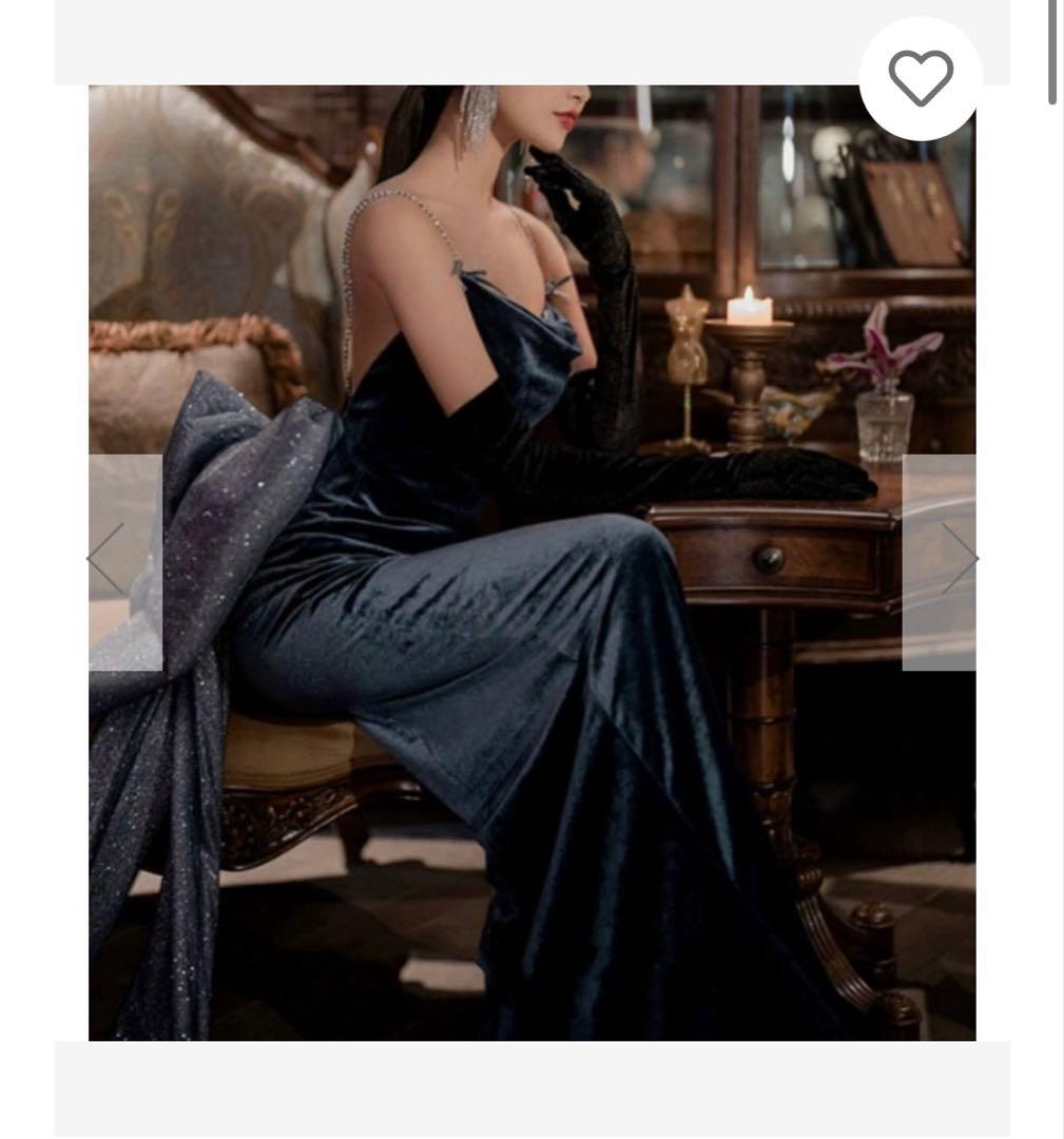 ネイビー　ドレス　結婚式2次会　前撮り