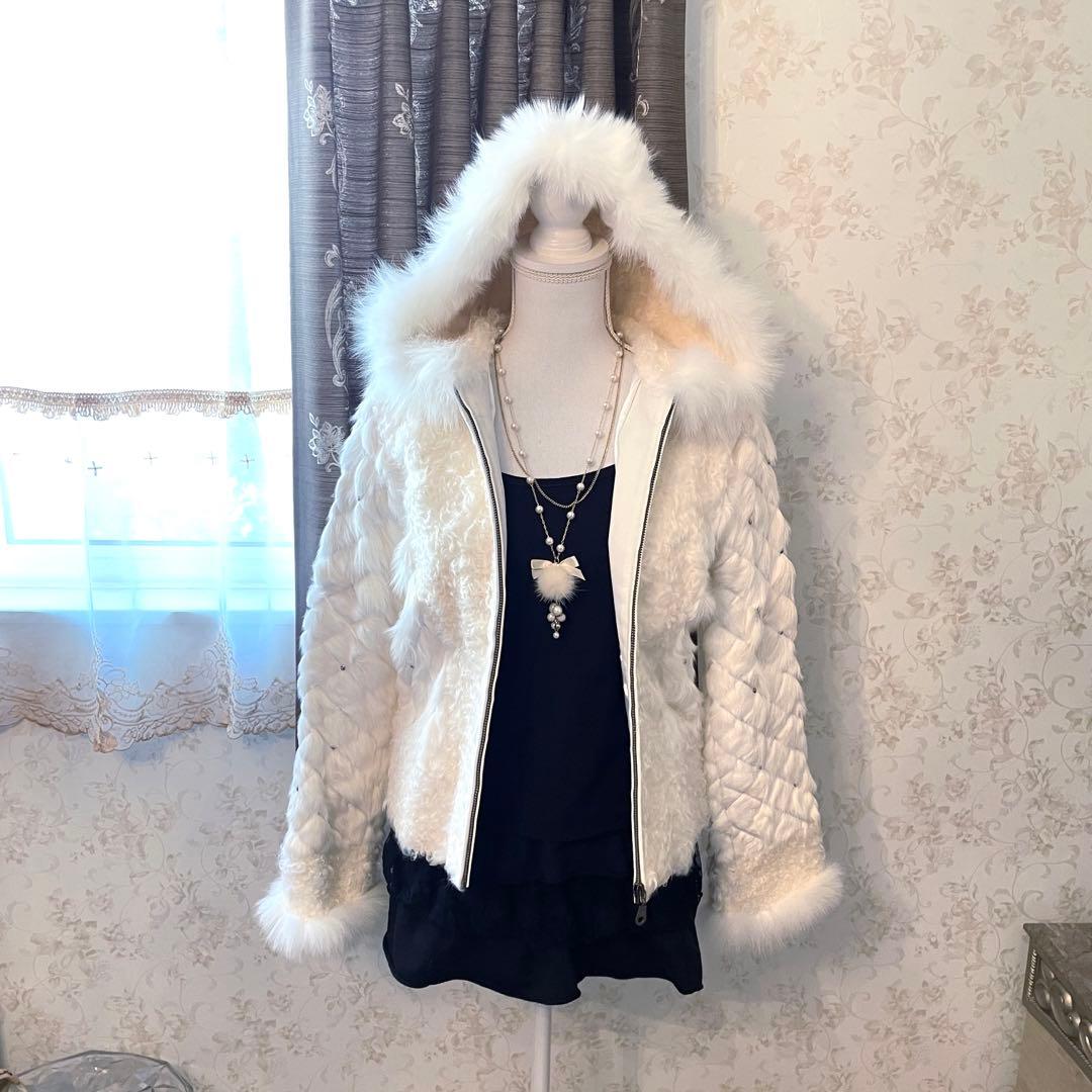 y2k 00s❤︎ ラム　リアルファーフード　アウター