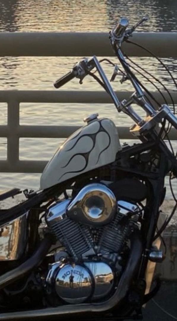 スポーツタンク【Steed400】【ファイヤパターン】 取り付けステー付き