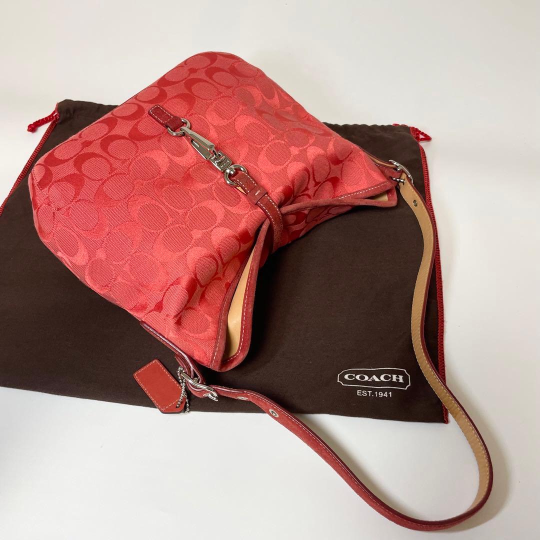 美品✨️COACH ショルダーバッグ アクセサリーポーチ スエード y2k 赤