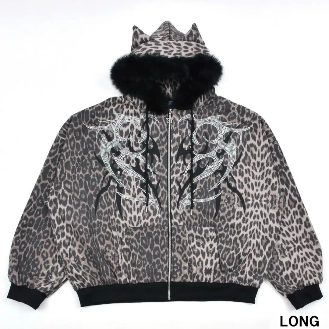 VOLCAN＆APHRODITE ネコ耳レオパードファーZIPパーカー