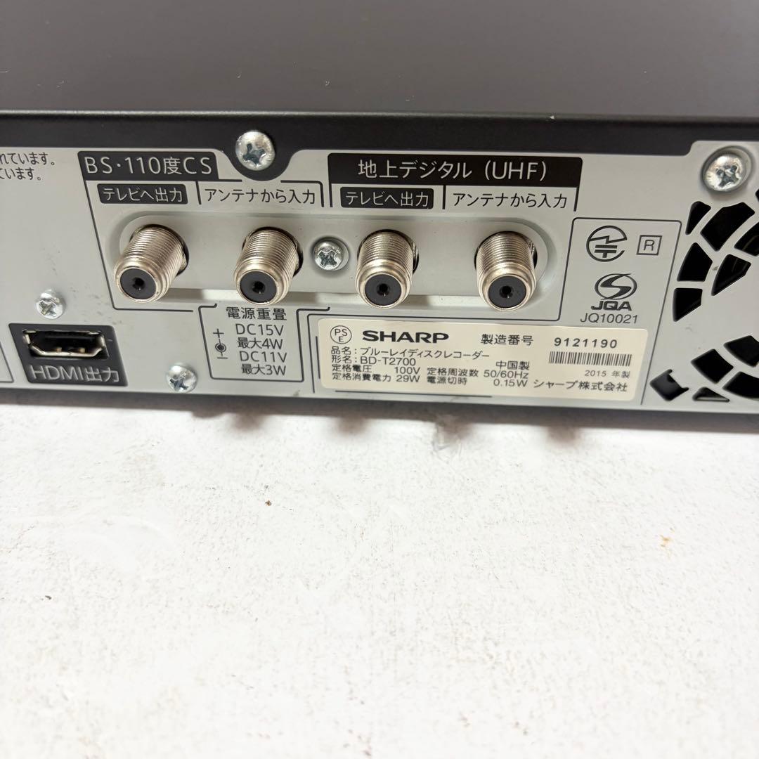 シャープ アクオス 2TB ブルーレイレコーダー BD-T2700 HDD