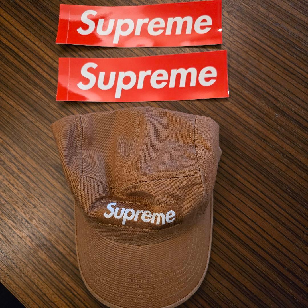 Supreme ブラウンキャップ ステッカー付き
