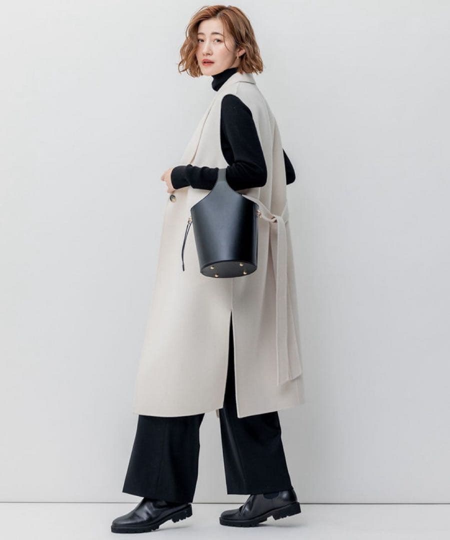 23区ウールリバー ロング ジレ ベルトリボン付き タグ付き美品