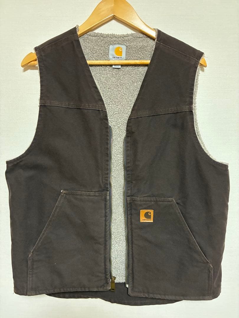 Carhartt サンドストーン シェルパ裏地 ダックベスト