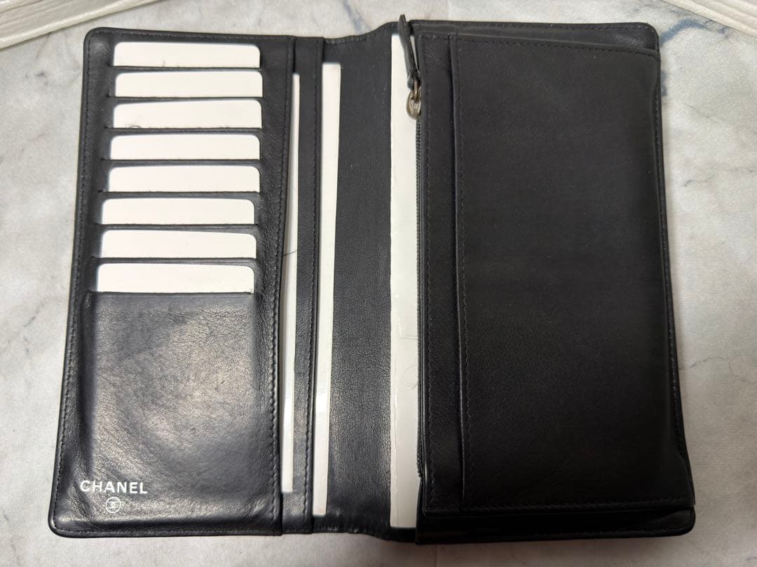 本日のみ値引【美品・シリアル一致】CHANEL 長財布 ラムスキン ブラック