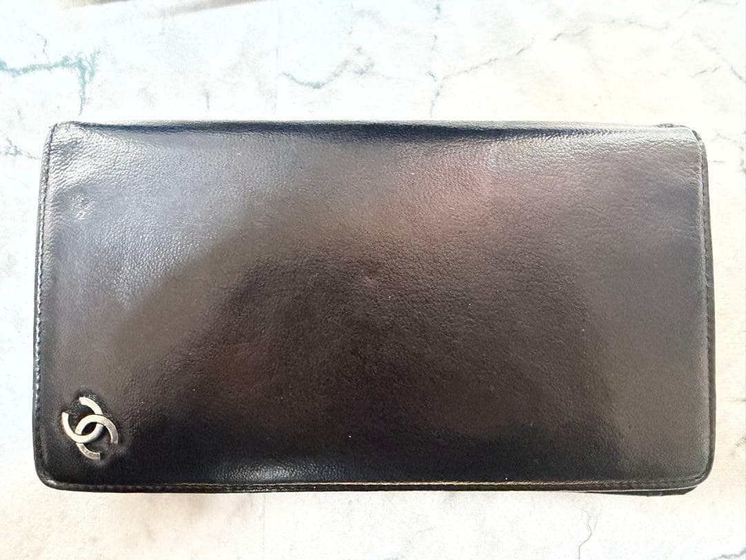 本日のみ値引【美品・シリアル一致】CHANEL 長財布 ラムスキン ブラック