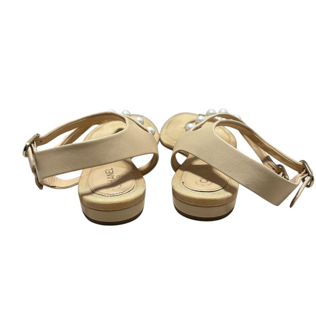 CHANEL シャネル ココマーク パール サンダル 38 1/2